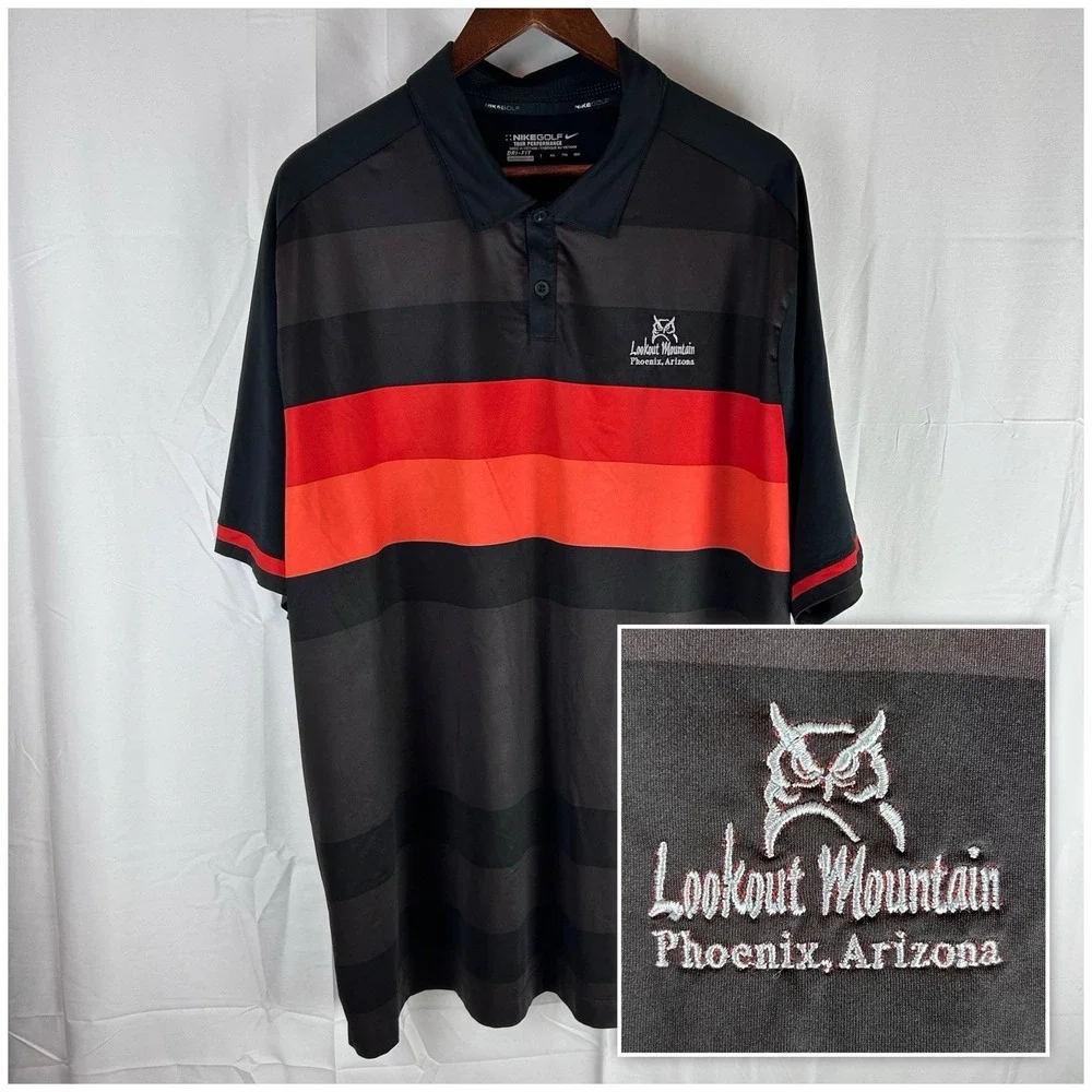 Nike Golf Tour Performance Dri-FIT Polo Shirt Striped Mens XXL Lookout Mountain